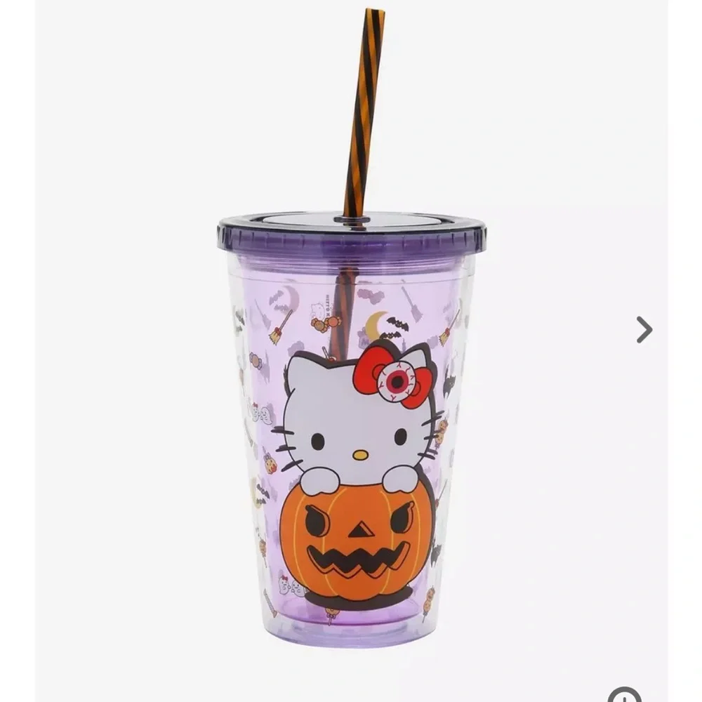 NIB hello kitty pumpkin Halloween acrylic tumbler
